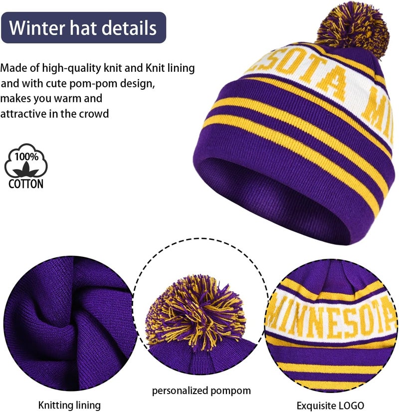 mtstaowe Vintage Classic Skull Cap Beanie Hat Cuffed Winter Hat Knit Comes with Warm Gloves Gifts for Men Women Fans - Image 2